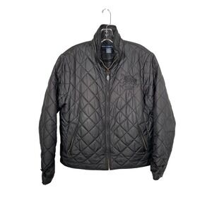 Y2K Ralph Lauren Sport Black Quilted Zip Up Jacket Equestrian Preppy Coat Large